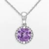 Stella Grace 10k White Gold Amethyst And Diamond Accent Frame Pendant
