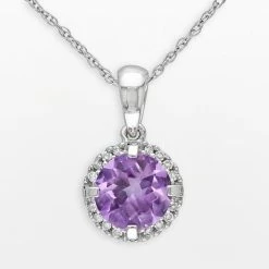 Stella Grace 10k White Gold Amethyst And Diamond Accent Frame Pendant