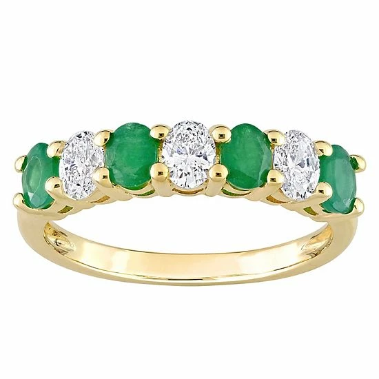 Stella Grace 14k Gold Emerald & 1/2 Carat T.W. Diamond Semi-Eternity Ring 1 Stella Grace 14k Gold Emerald & 1/2 Carat T.W. Diamond Semi-Eternity Ring