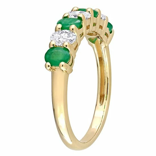 Stella Grace 14k Gold Emerald & 1/2 Carat T.W. Diamond Semi-Eternity Ring 2 Stella Grace 14k Gold Emerald & 1/2 Carat T.W. Diamond Semi-Eternity Ring - Image 2