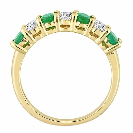 Stella Grace 14k Gold Emerald & 1/2 Carat T.W. Diamond Semi-Eternity Ring 3 Stella Grace 14k Gold Emerald & 1/2 Carat T.W. Diamond Semi-Eternity Ring - Image 3