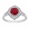 Stella Grace 14k White Gold Ruby & 1/3 Carat T.W. Diamond Halo Ring