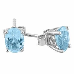Stella Grace Sterling Silver & Gemstone Oval Stud Earrings Blue Topaz -Stella Grace Sales unnamed file 672