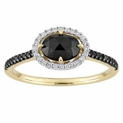 Stella Grace 14k Gold 1 1/5 Carat T.W. Black & White Diamond Halo Engagement Ring
