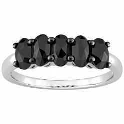 Stella Grace 10k White Gold 1 1/4 Carat T.W. Oval Black Diamond Semi-Eternity Ring
