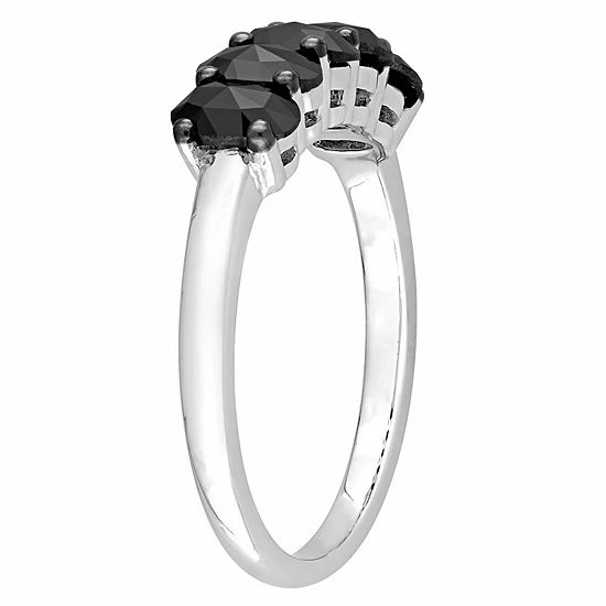 Stella Grace 10k White Gold 1 1/4 Carat T.W. Oval Black Diamond Semi-Eternity Ring 2 Stella Grace 10k White Gold 1 1/4 Carat T.W. Oval Black Diamond Semi-Eternity Ring - Image 2