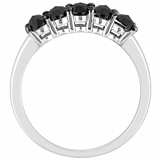 Stella Grace 10k White Gold 1 1/4 Carat T.W. Oval Black Diamond Semi-Eternity Ring 3 Stella Grace 10k White Gold 1 1/4 Carat T.W. Oval Black Diamond Semi-Eternity Ring - Image 3