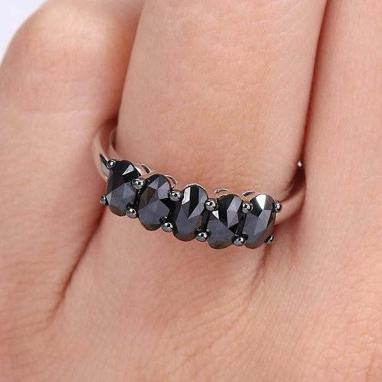 Stella Grace 10k White Gold 1 1/4 Carat T.W. Oval Black Diamond Semi-Eternity Ring 9 Stella Grace 10k White Gold 1 1/4 Carat T.W. Oval Black Diamond Semi-Eternity Ring - Image 9