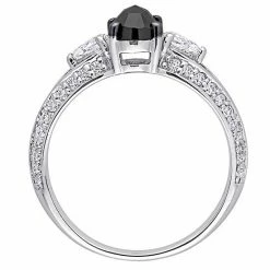 Stella Grace 10k White Gold 3/4 Oval Black Diamond & 9/10 Carat T.W. Lab-Created Moissanite Engagement Ring -Stella Grace Sales unnamed file 6748