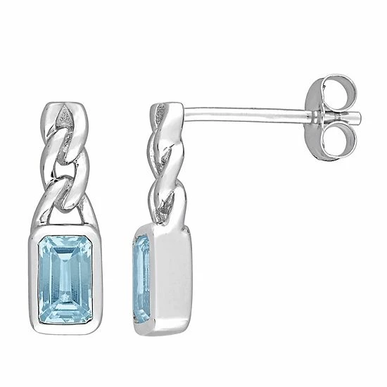 Stella Grace 10k White Gold & Sky Blue Topaz Link Earrings 1 Stella Grace 10k White Gold & Sky Blue Topaz Link Earrings
