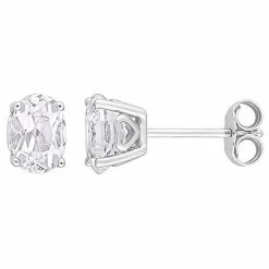 Stella Grace Sterling Silver & Gemstone Oval Stud Earrings Blue Topaz -Stella Grace Sales unnamed file 676