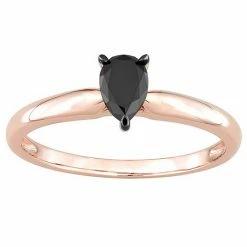 Stella Grace 14k Rose Gold 1/2 Carat T.W Pear Cut Black Diamond Solitaire Engagement Ring