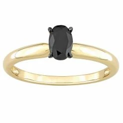 Stella Grace 14k Gold 1/2 Carat T.W. Oval Cut Black Diamond Solitaire Engagement Ring
