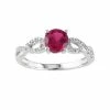 Stella Grace Lab-Created Ruby And 1/10 Carat T.W. Diamond Engagement Ring In 10k White Gold