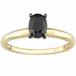 Stella Grace 14k Gold 1 Carat T.W Black Diamond Oval Solitaire Ring