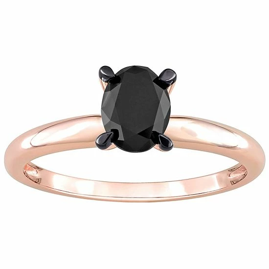 Stella Grace 14k Rose Gold 1 Carat T.W Black Diamond Oval Solitaire Ring 1 Stella Grace 14k Rose Gold 1 Carat T.W Black Diamond Oval Solitaire Ring