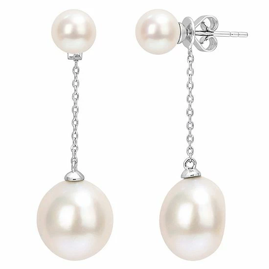 Stella Grace 10k White Gold Freshwater Cultured Pearl Chain Drop Earrings 1 Stella Grace 10k White Gold Freshwater Cultured Pearl Chain Drop Earrings