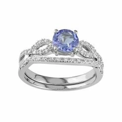 Stella Grace 10k White Gold Tanzanite & 1/6 Carat T.W. Diamond Engagement Ring Set