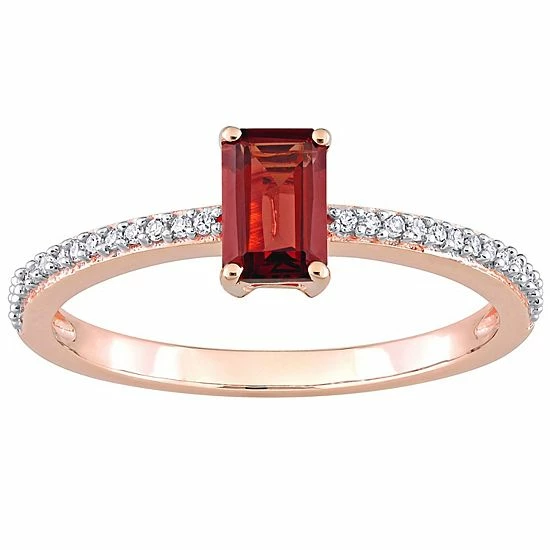 Stella Grace 10k Rose Gold Garnet & Diamond Accent Promise Ring 1 Stella Grace 10k Rose Gold Garnet & Diamond Accent Promise Ring