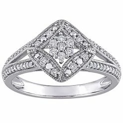 Stella Grace 10k White Gold 1/4 Carat T.W. Diamond Floral Cluster Engagement Ring