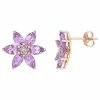Stella Grace 10k Rose Gold Amethyst & Diamond Accent Flower Stud Earrings