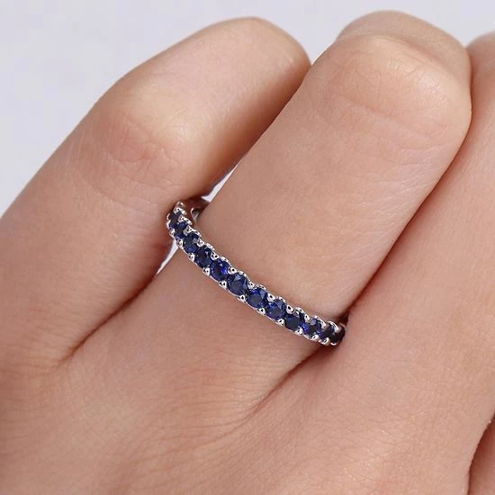 Stella Grace 10k White Gold Lab-Created Sapphire Eternity Ring 8 Stella Grace 10k White Gold Lab-Created Sapphire Eternity Ring - Image 8