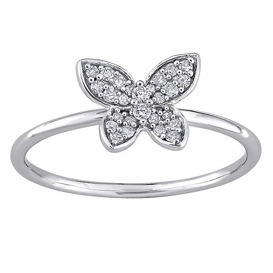 Stella Grace 10k White Gold 1/8 Carat T.W. Diamond Butterfly Ring 1 Stella Grace 10k White Gold 1/8 Carat T.W. Diamond Butterfly Ring