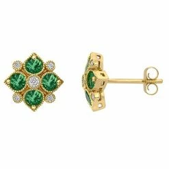 Stella Grace 14K Gold Emerald & 1/8 Carat T.W. Stud Earrings