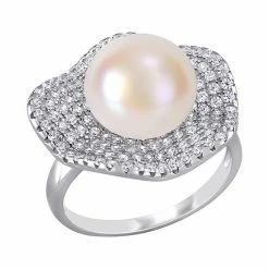Stella Grace Sterling Silver Cubic Zirconia & Freshwater Cultured Pearl Ring