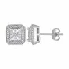 Stella Grace Sterling Silver 1/5 Carat T.W. Diamond Halo Square Stud Earrings