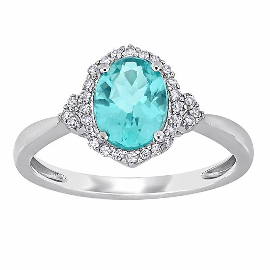 Stella Grace 10k White Gold 1/8 Carat T.W. Diamond & Apatite Ring 1 Stella Grace 10k White Gold 1/8 Carat T.W. Diamond & Apatite Ring