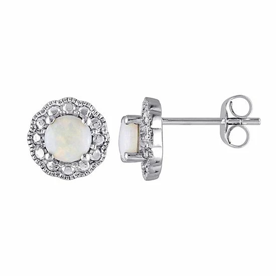 Stella Grace 10K White Gold Opal Flower Stud Earrings 1 Stella Grace 10K White Gold Opal Flower Stud Earrings