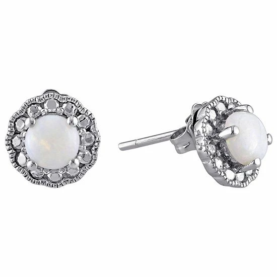 Stella Grace 10K White Gold Opal Flower Stud Earrings 3 Stella Grace 10K White Gold Opal Flower Stud Earrings - Image 3