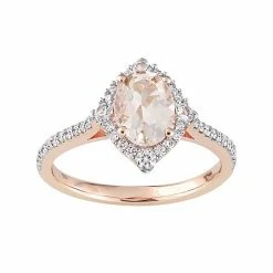 Stella Grace 10k Rose Gold Morganite, White Sapphire & 1/4 Carat T.W. Diamond Ring
