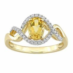 Stella Grace 10k Gold Citrine & 1/6 Carat T.W. Diamond Halo Engagement Ring