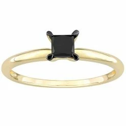 Stella Grace 14k Gold 1/2 Carat T.W. Princess Cut Black Diamond Solitaire Engagement Ring