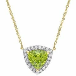 Stella Grace 10k Gold Peridot & White Topaz Halo Necklace