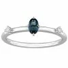 Stella Grace 10k White Gold Oval London Blue Topaz & White Topaz Stackable Ring