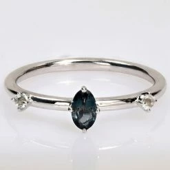 Stella Grace 10k White Gold Oval London Blue Topaz & White Topaz Stackable Ring -Stella Grace Sales unnamed file 6940