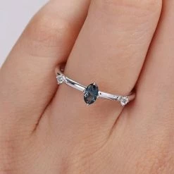 Stella Grace 10k White Gold Oval London Blue Topaz & White Topaz Stackable Ring -Stella Grace Sales unnamed file 6943