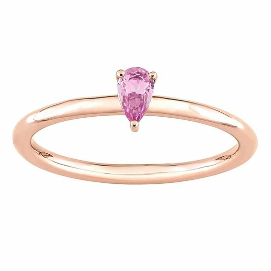 Stella Grace 10k Rose Gold Pear Shaped Pink Sapphire Stackable Ring 1 Stella Grace 10k Rose Gold Pear Shaped Pink Sapphire Stackable Ring
