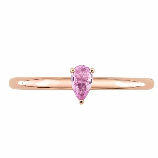 Stella Grace 10k Rose Gold Pear Shaped Pink Sapphire Stackable Ring 4 Stella Grace 10k Rose Gold Pear Shaped Pink Sapphire Stackable Ring - Image 4