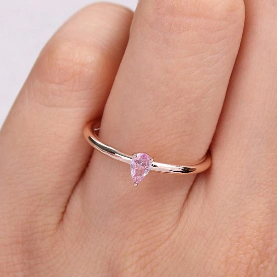 Stella Grace 10k Rose Gold Pear Shaped Pink Sapphire Stackable Ring 8 Stella Grace 10k Rose Gold Pear Shaped Pink Sapphire Stackable Ring - Image 8