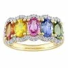 Stella Grace 14k Gold Multi-Color Sapphire 5-Stone Ring