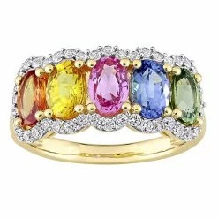 Stella Grace 14k Gold Multi-Color Sapphire 5-Stone Ring