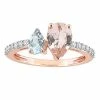 Stella Grace 10k Rose Gold Morganite, Aquamarine & White Topaz Ring