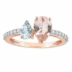 Stella Grace 10k Rose Gold Morganite, Aquamarine & White Topaz Ring