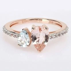 Stella Grace 10k Rose Gold Morganite, Aquamarine & White Topaz Ring -Stella Grace Sales unnamed file 6968