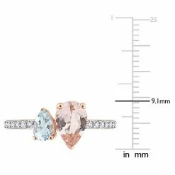 Stella Grace 10k Rose Gold Morganite, Aquamarine & White Topaz Ring -Stella Grace Sales unnamed file 6970