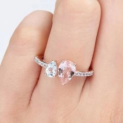 Stella Grace 10k Rose Gold Morganite, Aquamarine & White Topaz Ring -Stella Grace Sales unnamed file 6971